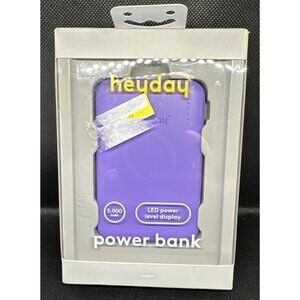 Heyday 5000 mAh LED Power Level Display Power Bank Purple NIB